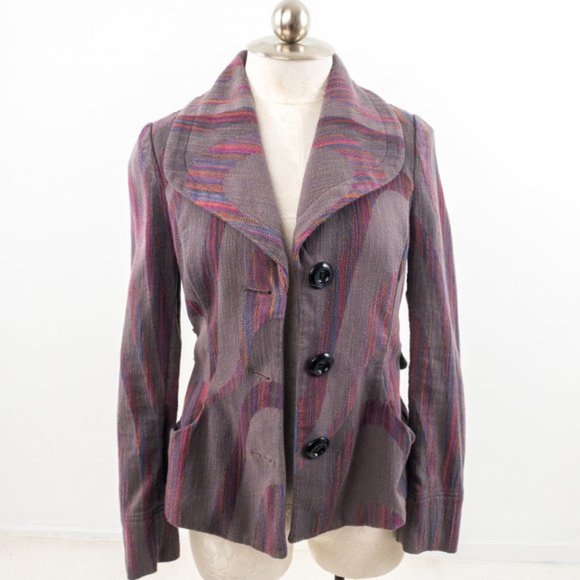 Anthropologie 6 Cotton Rainbow Tapestry Jacket - Picture 4 of 10